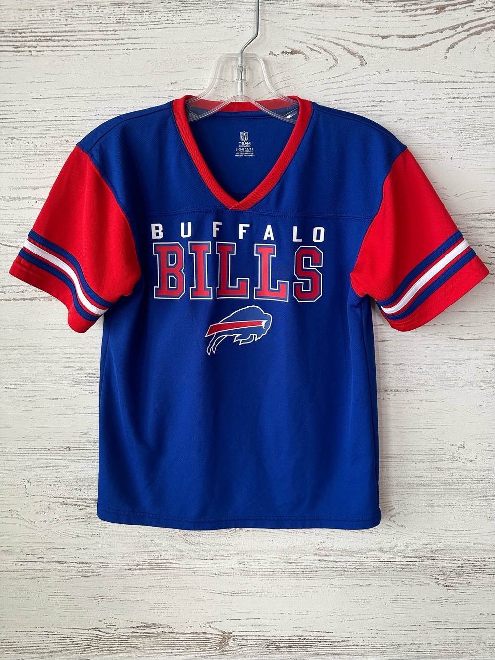 BUFFALO BILLS Official NFL Kids V Neck Jersey Short Sleeve Large 10-12